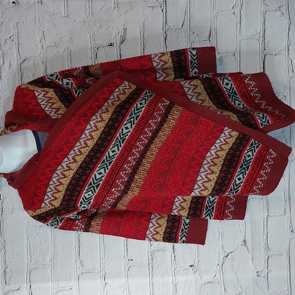 tucker + tate fair isle nordic print waterfall front cardigan 14/16 XL - Picture 2 of 7